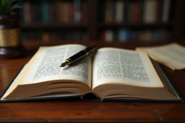 Code civil français ouvert sur les articles relatifs à l'action en réduction avec un stylo plume et un acte notarié